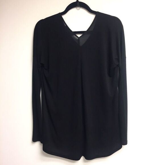 Vince Double V-Neck Long Sleeve Shirt Black XS - Picture 6 of 7